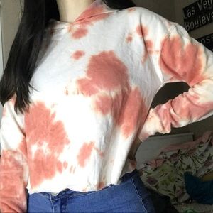Pink Tie Dye Long Sleeved Croptop